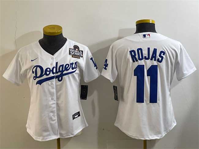 Women's Los Angeles Dodgers #11 Miguel Rojas White 2024 World Series Cool Base Stitched Baseball Jersey,We sell and wholesale Women's Los Angeles Dodgers #11 Miguel Rojas White 2024 World Series Cool Base Stitched Baseball Jersey on line form chian!